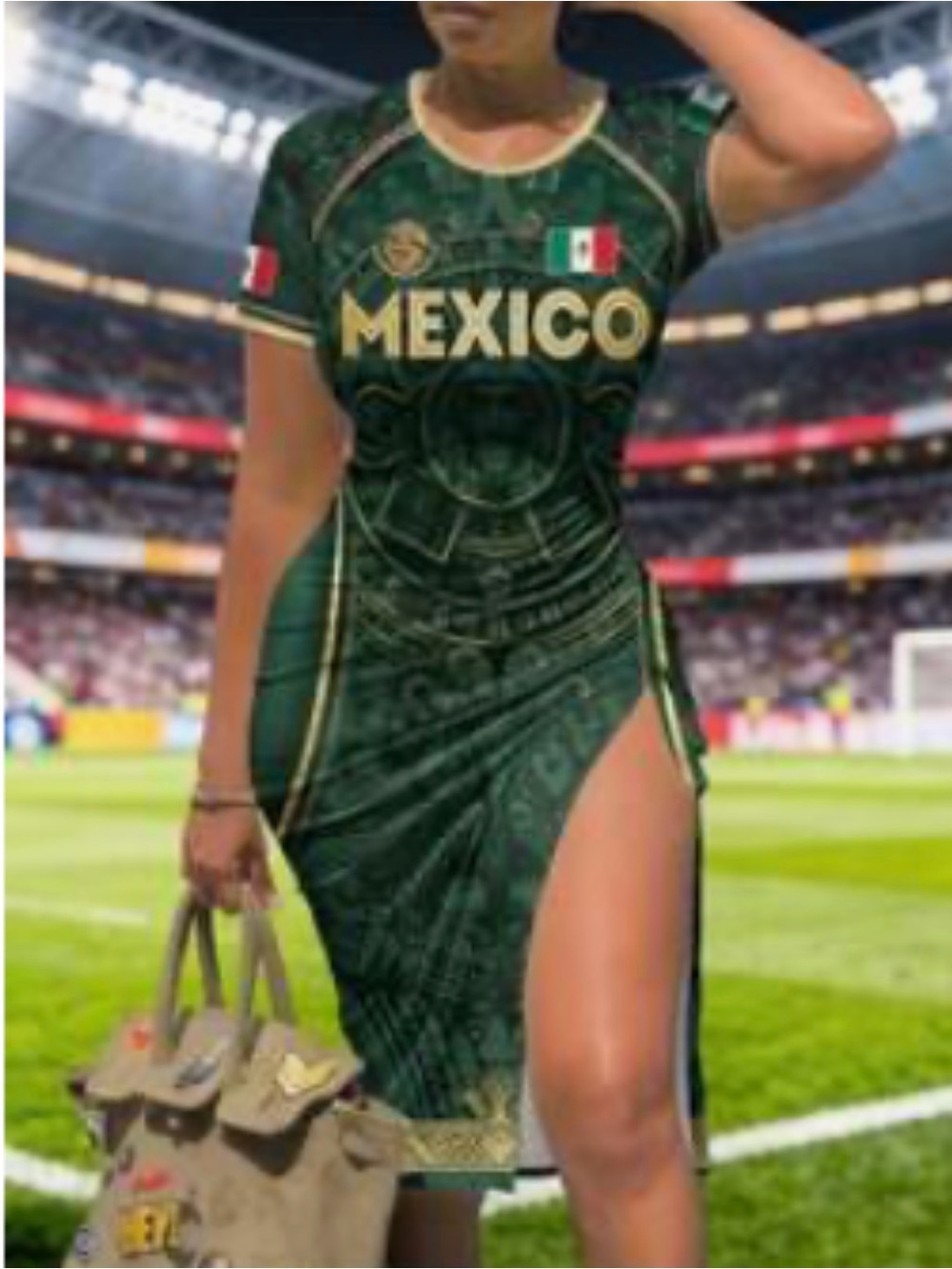 Mexico Green Team Maxi Dress with Side Slit